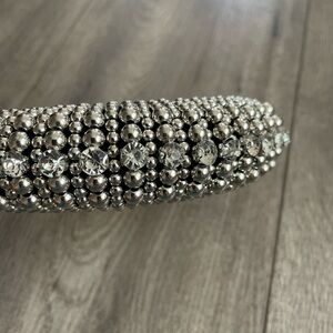 Rhinestone Headband with Silver Beading